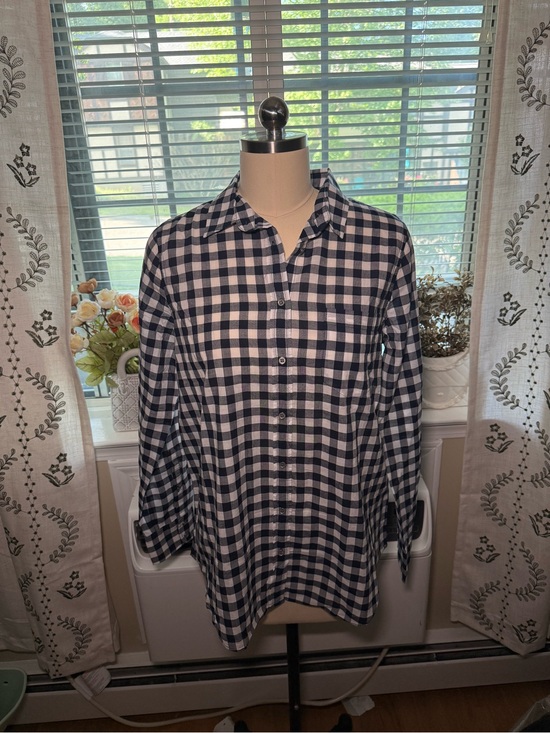 J. Crew Tops - J Crew Blue and White 100% cotton Gingham Button-Up Shirt